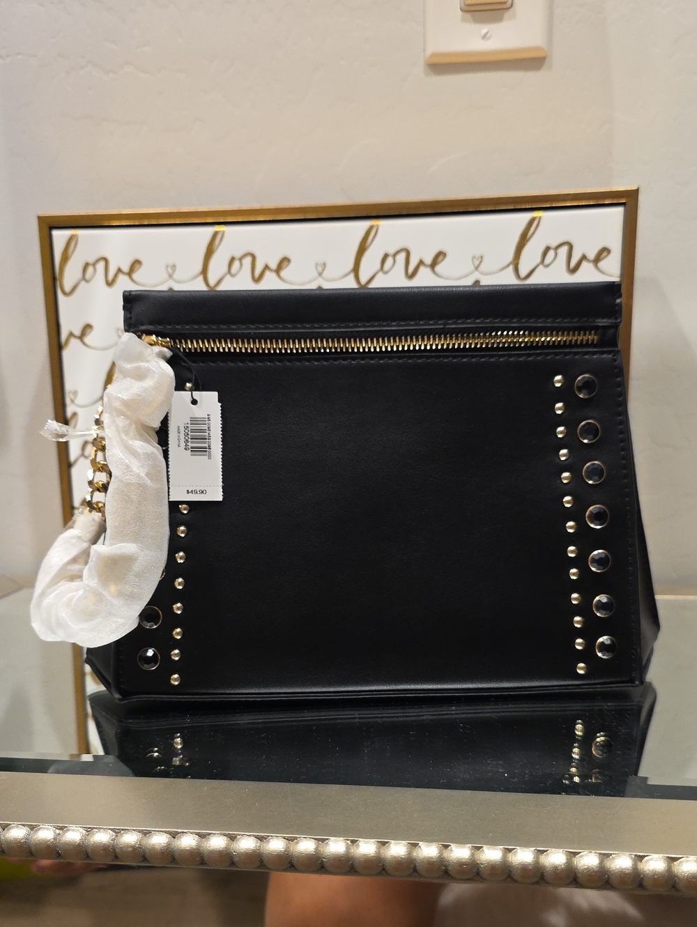 NWT Black Studded Chain-Handle Women’s Handbag